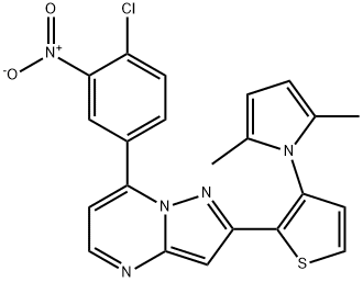 7-(4-CHLORO-3-NITROPHENYL)-2-[3-(2,5-DIMETHYL-1H-PYRROL-1-YL)-2-THIENYL]PYRAZOLO[1,5-A]PYRIMIDINE Struktur