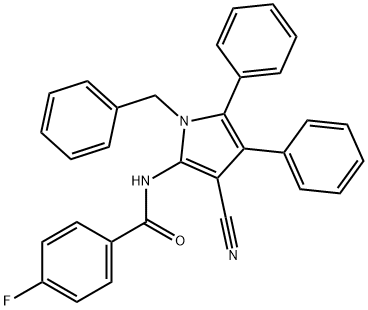 N-(1-BENZYL-3-CYANO-4,5-DIPHENYL-1H-PYRROL-2-YL)-4-FLUOROBENZENECARBOXAMIDE Struktur