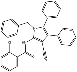 N-(1-BENZYL-3-CYANO-4,5-DIPHENYL-1H-PYRROL-2-YL)-2-CHLOROBENZENECARBOXAMIDE Struktur