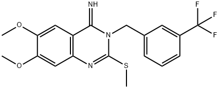 6,7-DIMETHOXY-2-(METHYLSULFANYL)-3-[3-(TRIFLUOROMETHYL)BENZYL]-4(3H)-QUINAZOLINIMINE Struktur