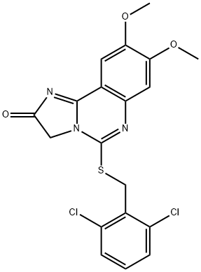 5-[(2,6-DICHLOROBENZYL)SULFANYL]-8,9-DIMETHOXYIMIDAZO[1,2-C]QUINAZOLIN-2(3H)-ONE Struktur