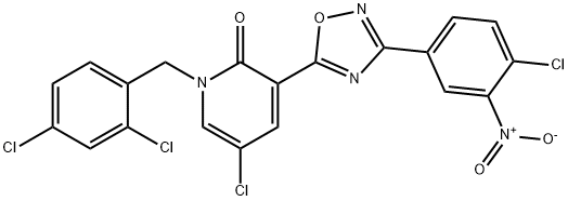 5-CHLORO-3-[3-(4-CHLORO-3-NITROPHENYL)-1,2,4-OXADIAZOL-5-YL]-1-(2,4-DICHLOROBENZYL)-2(1H)-PYRIDINONE Struktur