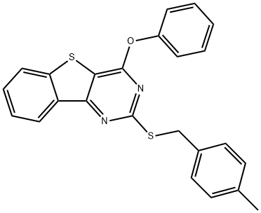 2-[(4-METHYLBENZYL)SULFANYL]-4-PHENOXY[1]BENZOTHIENO[3,2-D]PYRIMIDINE Struktur