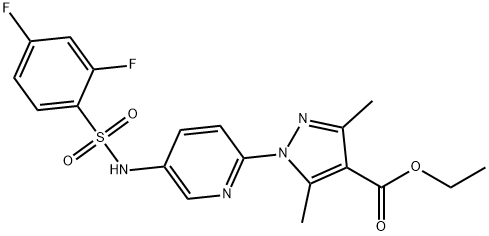 ETHYL 1-(5-([(2,4-DIFLUOROPHENYL)SULFONYL]AMINO)-2-PYRIDINYL)-3,5-DIMETHYL-1H-PYRAZOLE-4-CARBOXYLATE Struktur