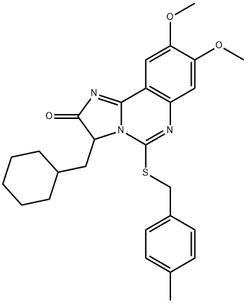 3-(CYCLOHEXYLMETHYL)-8,9-DIMETHOXY-5-[(4-METHYLBENZYL)SULFANYL]IMIDAZO[1,2-C]QUINAZOLIN-2(3H)-ONE Struktur