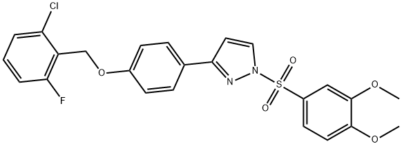 2-CHLORO-6-FLUOROBENZYL 4-(1-[(3,4-DIMETHOXYPHENYL)SULFONYL]-1H-PYRAZOL-3-YL)PHENYL ETHER Struktur