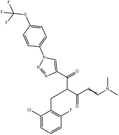 (E)-2-(2-CHLORO-6-FLUOROBENZYL)-5-(DIMETHYLAMINO)-1-(1-[4-(TRIFLUOROMETHOXY)PHENYL]-1H-1,2,3-TRIAZOL-4-YL)-4-PENTENE-1,3-DIONE Struktur