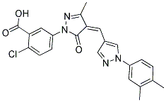 2-CHLORO-5-((4Z)-4-{[1-(3,4-DIMETHYLPHENYL)-1H-PYRAZOL-4-YL]METHYLENE}-3-METHYL-5-OXO-4,5-DIHYDRO-1H-PYRAZOL-1-YL)BENZOIC ACID Struktur