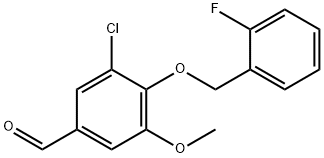 3-CHLORO-4-[(2-FLUOROBENZYL)OXY]-5-METHOXYBENZALDEHYDE Struktur