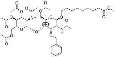 8-METHOXYCARBONYLOCTYL-2-DEOXY-2-ACETAMIDO-3-O-BENZYL-4-O-(3',4',6'-TRI-O-ACETYL-2'-DEOXY-2'ACETAMIDO-BETA-D-GLUCOPYRANOSYL)-BETA-D-GLUCOPYRANOSIDE Struktur