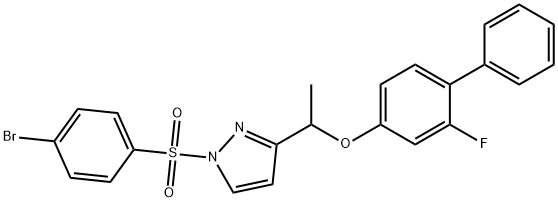 1-(1-[(4-BROMOPHENYL)SULFONYL]-1H-PYRAZOL-3-YL)ETHYL 2-FLUORO[1,1'-BIPHENYL]-4-YL ETHER Struktur