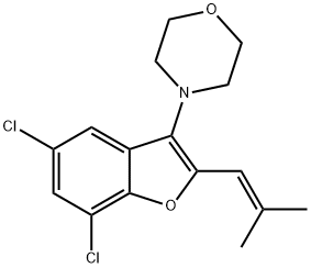 4-[5,7-DICHLORO-2-(2-METHYLPROP-1-ENYL)-1-BENZOFURAN-3-YL]MORPHOLINE Struktur