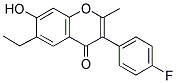 6-ETHYL-3-(4-FLUORO-PHENYL)-7-HYDROXY-2-METHYL-CHROMEN-4-ONE Struktur