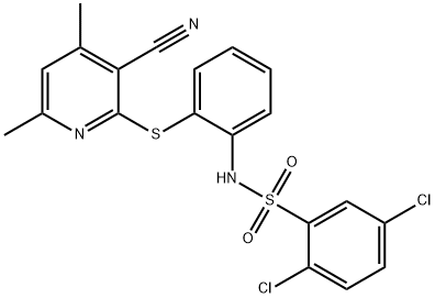 2,5-DICHLORO-N-(2-[(3-CYANO-4,6-DIMETHYL-2-PYRIDINYL)SULFANYL]PHENYL)BENZENESULFONAMIDE Struktur