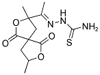 3-[(1E)-N-(AMINOCARBONOTHIOYL)ETHANEHYDRAZONOYL]-3,8-DIMETHYL-2,7-DIOXASPIRO[4.4]NONANE-1,6-DIONE Struktur