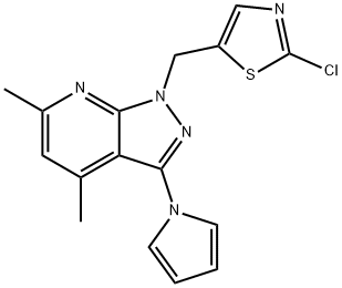 1-[(2-CHLORO-1,3-THIAZOL-5-YL)METHYL]-4,6-DIMETHYL-3-(1H-PYRROL-1-YL)-1H-PYRAZOLO[3,4-B]PYRIDINE Struktur