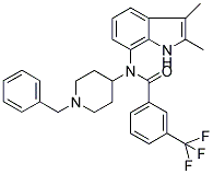 N-(1-BENZYLPIPERIDIN-4-YL)-N-(2,3-DIMETHYL-1H-INDOL-7-YL)-3-(TRIFLUOROMETHYL)BENZAMIDE Struktur