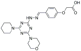 (E)-2-(4-((2-(4-MORPHOLINO-6-(PIPERIDIN-1-YL)-1,3,5-TRIAZIN-2-YL)HYDRAZONO)METHYL)PHENOXY)ACETIC ACID Struktur