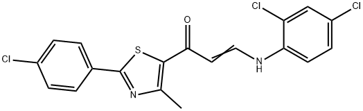 (E)-1-[2-(4-CHLOROPHENYL)-4-METHYL-1,3-THIAZOL-5-YL]-3-(2,4-DICHLOROANILINO)-2-PROPEN-1-ONE Struktur