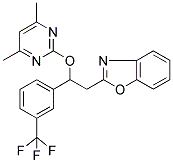 2-[2-((4,6-DIMETHYLPYRIMIDIN-2-YL)OXY)-2-(3-(TRIFLUOROMETHYL)PHENYL)ETHYL]BENZOXAZOLE Struktur