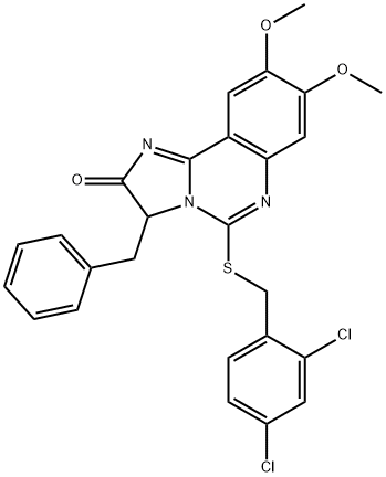 3-BENZYL-5-[(2,4-DICHLOROBENZYL)SULFANYL]-8,9-DIMETHOXYIMIDAZO[1,2-C]QUINAZOLIN-2(3H)-ONE Struktur