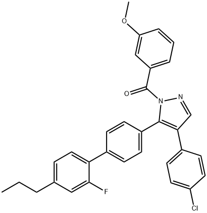 [4-(4-CHLOROPHENYL)-5-(2'-FLUORO-4'-PROPYL[1,1'-BIPHENYL]-4-YL)-1H-PYRAZOL-1-YL](3-METHOXYPHENYL)METHANONE Struktur