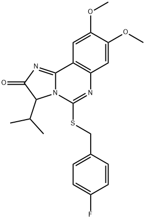 5-[(4-FLUOROBENZYL)SULFANYL]-3-ISOPROPYL-8,9-DIMETHOXYIMIDAZO[1,2-C]QUINAZOLIN-2(3H)-ONE Struktur