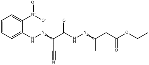 ETHYL 3-((E)-2-(2-CYANO-2-[(E)-2-(2-NITROPHENYL)HYDRAZONO]ACETYL)HYDRAZONO)BUTANOATE Struktur