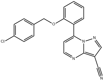 7-(2-[(4-CHLOROBENZYL)OXY]PHENYL)PYRAZOLO[1,5-A]PYRIMIDINE-3-CARBONITRILE Struktur