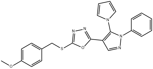 2-[(4-METHOXYBENZYL)SULFANYL]-5-[1-PHENYL-5-(1H-PYRROL-1-YL)-1H-PYRAZOL-4-YL]-1,3,4-OXADIAZOLE Struktur