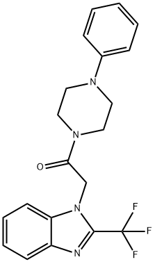 1-(4-PHENYLPIPERAZINO)-2-[2-(TRIFLUOROMETHYL)-1H-1,3-BENZIMIDAZOL-1-YL]-1-ETHANONE Struktur