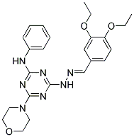 (E)-4-(2-(3,4-DIETHOXYBENZYLIDENE)HYDRAZINYL)-6-MORPHOLINO-N-PHENYL-1,3,5-TRIAZIN-2-AMINE Struktur