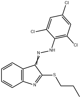 2-(PROPYLSULFANYL)-3H-INDOL-3-ONE N-(2,4,6-TRICHLOROPHENYL)HYDRAZONE Struktur