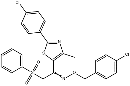 1-[2-(4-CHLOROPHENYL)-4-METHYL-1,3-THIAZOL-5-YL]-2-(PHENYLSULFONYL)-1-ETHANONE O-(4-CHLOROBENZYL)OXIME Struktur