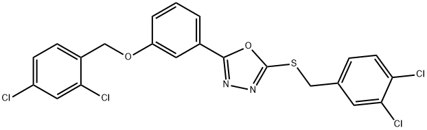 2,4-DICHLOROBENZYL 3-(5-[(3,4-DICHLOROBENZYL)SULFANYL]-1,3,4-OXADIAZOL-2-YL)PHENYL ETHER Struktur