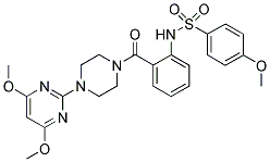 4-(4,6-DIMETHOXYPYRIMIDIN-2-YL)-1-[2-(((4-METHOXYPHENYL)SULPHONYL)AMINO)BENZOYL]PIPERAZINE Struktur