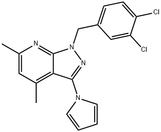 1-(3,4-DICHLOROBENZYL)-4,6-DIMETHYL-3-(1H-PYRROL-1-YL)-1H-PYRAZOLO[3,4-B]PYRIDINE Struktur