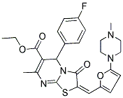 (E)-ETHYL 5-(4-FLUOROPHENYL)-7-METHYL-2-((5-(4-METHYLPIPERAZIN-1-YL)FURAN-2-YL)METHYLENE)-3-OXO-3,5-DIHYDRO-2H-THIAZOLO[3,2-A]PYRIMIDINE-6-CARBOXYLATE Struktur