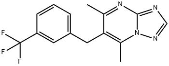 5,7-DIMETHYL-6-[3-(TRIFLUOROMETHYL)BENZYL][1,2,4]TRIAZOLO[1,5-A]PYRIMIDINE Struktur