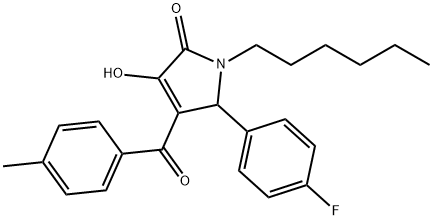 5-(4-FLUOROPHENYL)-1-HEXYL-3-HYDROXY-4-(4-METHYLBENZOYL)-1H-PYRROL-2(5H)-ONE Struktur