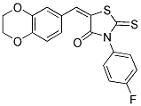 5-(2,3-DIHYDRO-1,4-BENZODIOXIN-6-YLMETHYLENE)-3-(4-FLUOROPHENYL)-2-THIOXO-1,3-THIAZOLAN-4-ONE Struktur