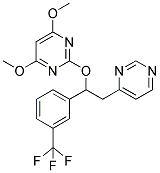 4,6-DIMETHOXY-2-[2-(PYRIMIDIN-4-YL)-1-(3-(TRIFLUOROMETHYL)PHENYL)ETHOXY]PYRIMIDINE Struktur