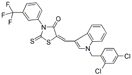 (E)-5-((1-(2,4-DICHLOROBENZYL)-1H-INDOL-3-YL)METHYLENE)-2-THIOXO-3-(3-(TRIFLUOROMETHYL)PHENYL)THIAZOLIDIN-4-ONE Struktur