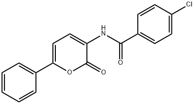 4-CHLORO-N-(2-OXO-6-PHENYL-2H-PYRAN-3-YL)BENZENECARBOXAMIDE Struktur