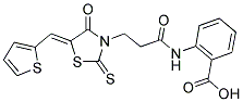 2-((3-[(5Z)-4-OXO-5-(THIEN-2-YLMETHYLENE)-2-THIOXO-1,3-THIAZOLIDIN-3-YL]PROPANOYL)AMINO)BENZOIC ACID Struktur