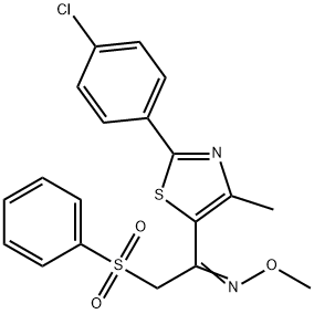 1-[2-(4-CHLOROPHENYL)-4-METHYL-1,3-THIAZOL-5-YL]-2-(PHENYLSULFONYL)-1-ETHANONE O-METHYLOXIME Struktur