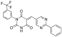 (5E)-5-[(2-PHENYLPYRIMIDIN-5-YL)METHYLENE]-1-[3-(TRIFLUOROMETHYL)PHENYL]PYRIMIDINE-2,4,6(1H,3H,5H)-TRIONE Struktur