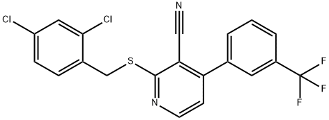 2-[(2,4-DICHLOROBENZYL)SULFANYL]-4-[3-(TRIFLUOROMETHYL)PHENYL]NICOTINONITRILE Struktur