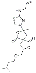 3-[2-(ALLYLAMINO)-1,3-THIAZOL-4-YL]-8-[(ISOPENTYLOXY)METHYL]-3-METHYL-2,7-DIOXASPIRO[4.4]NONANE-1,6-DIONE Struktur