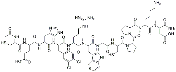 AC-CYS-GLU-HIS-DICL-D-PHE-ARG-TRP-GLY-CYS-PRO-PRO-LYS-ASP-NH2 Struktur